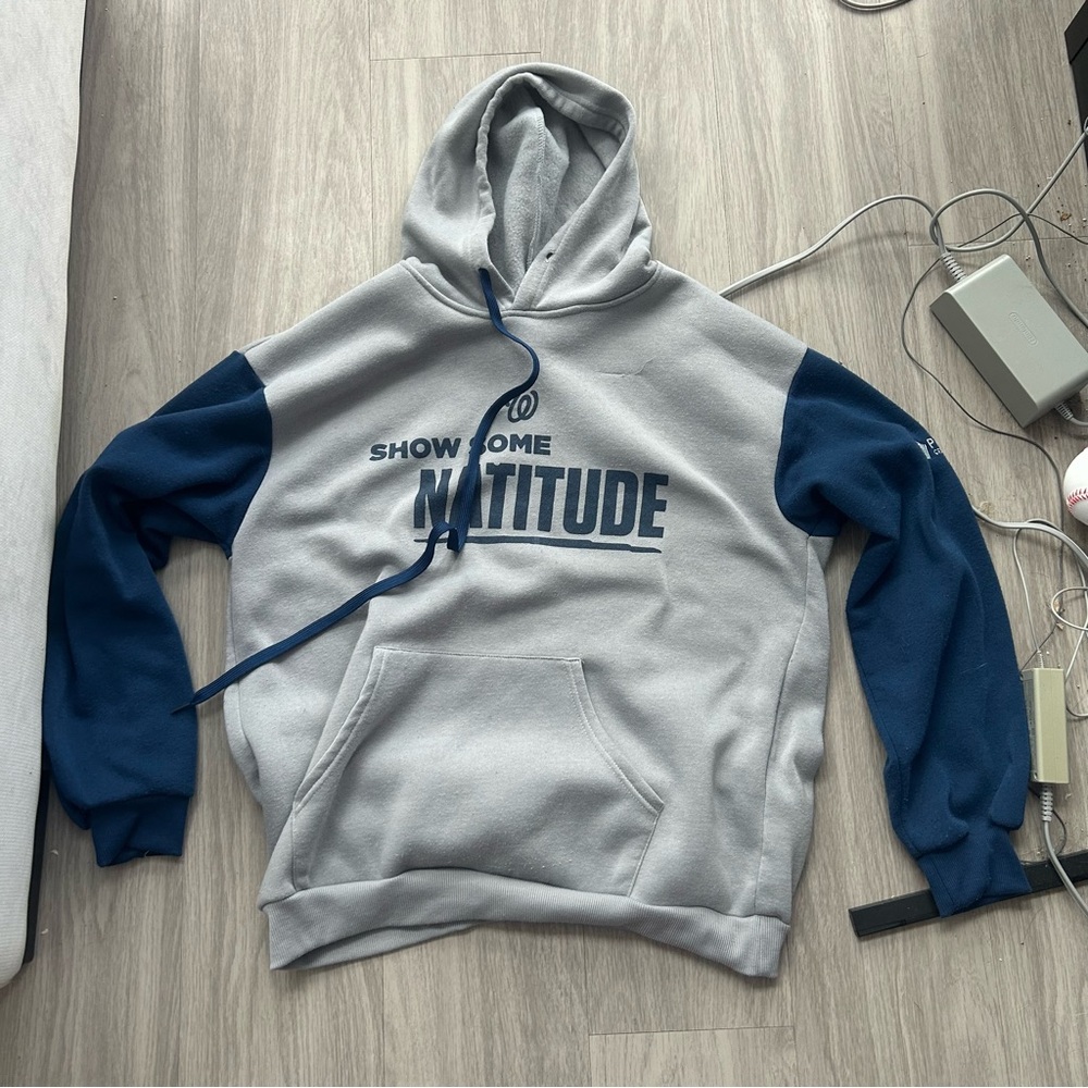 Gray and Blue Hoodie with Attitude Print